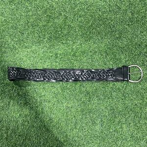 Elegant Express Black Leather Braided Women's Belt